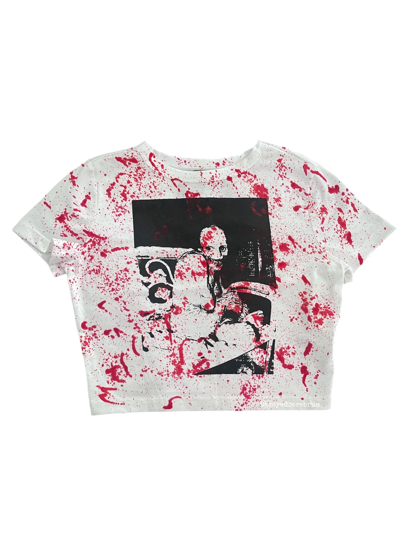 Bloody Russian sleep experiment cropped baby tee