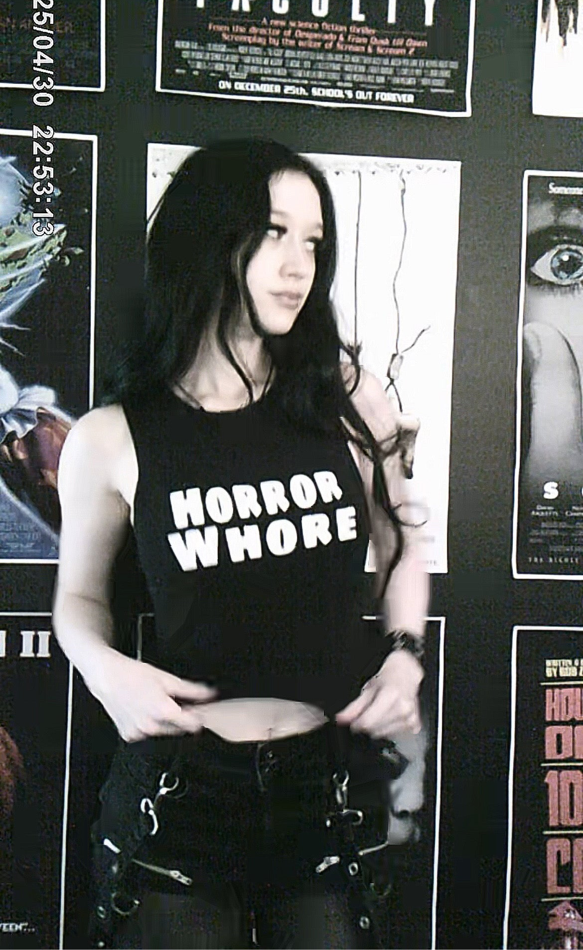 Horror whore lettuce trim cropped muscle tee