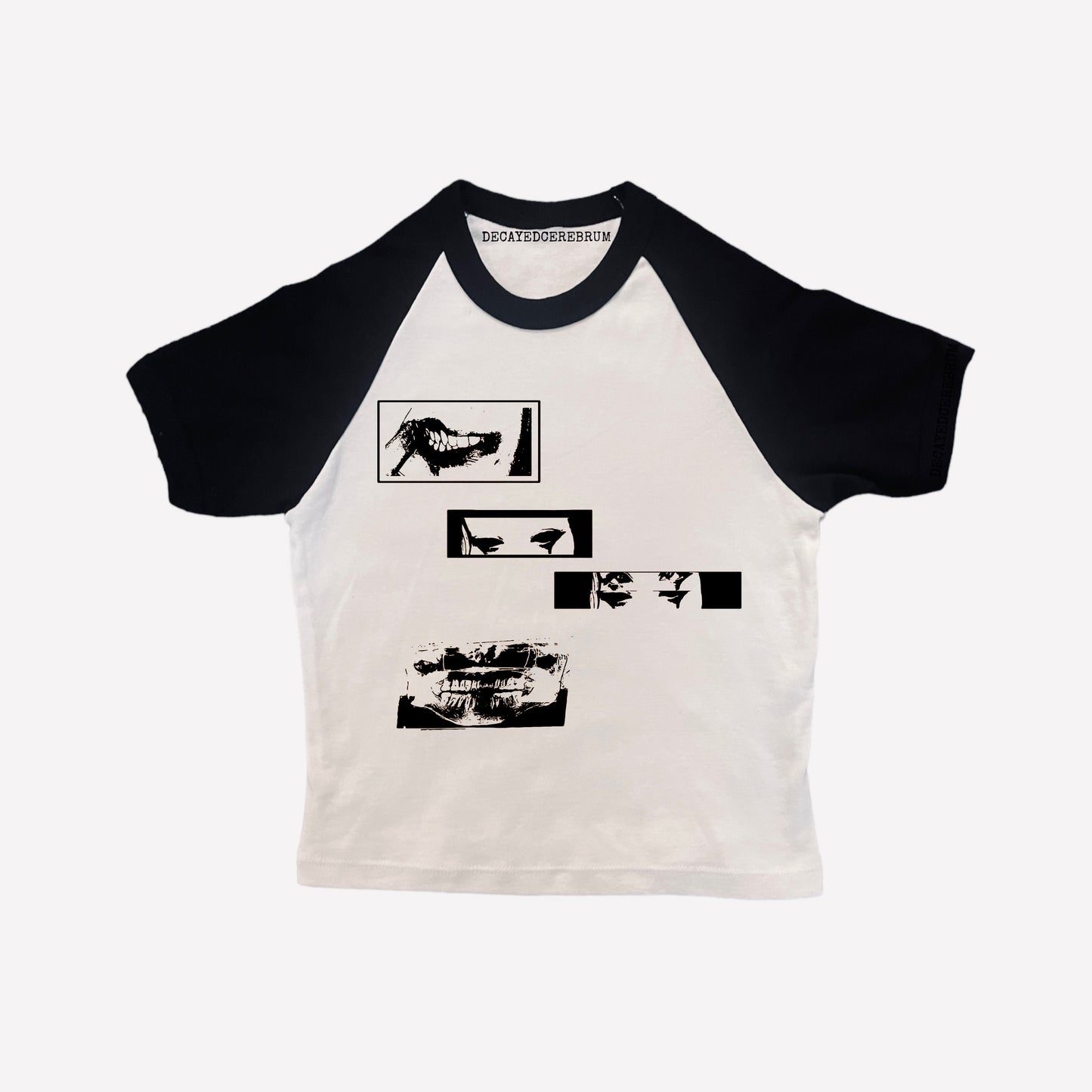 Teeth and eye 2/2 cropped baseball tee