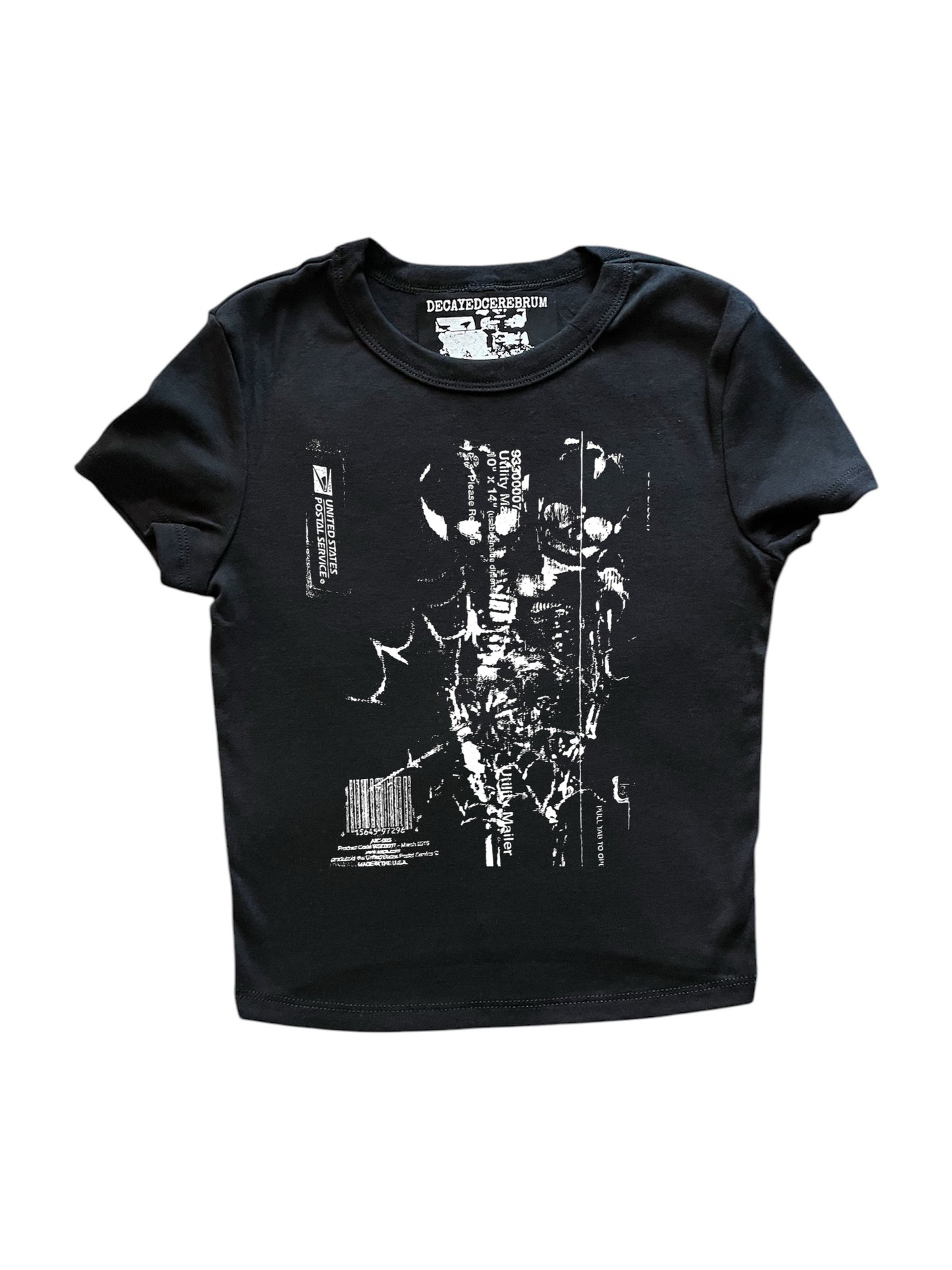 Fetal skeleton spider web cropped baby tee