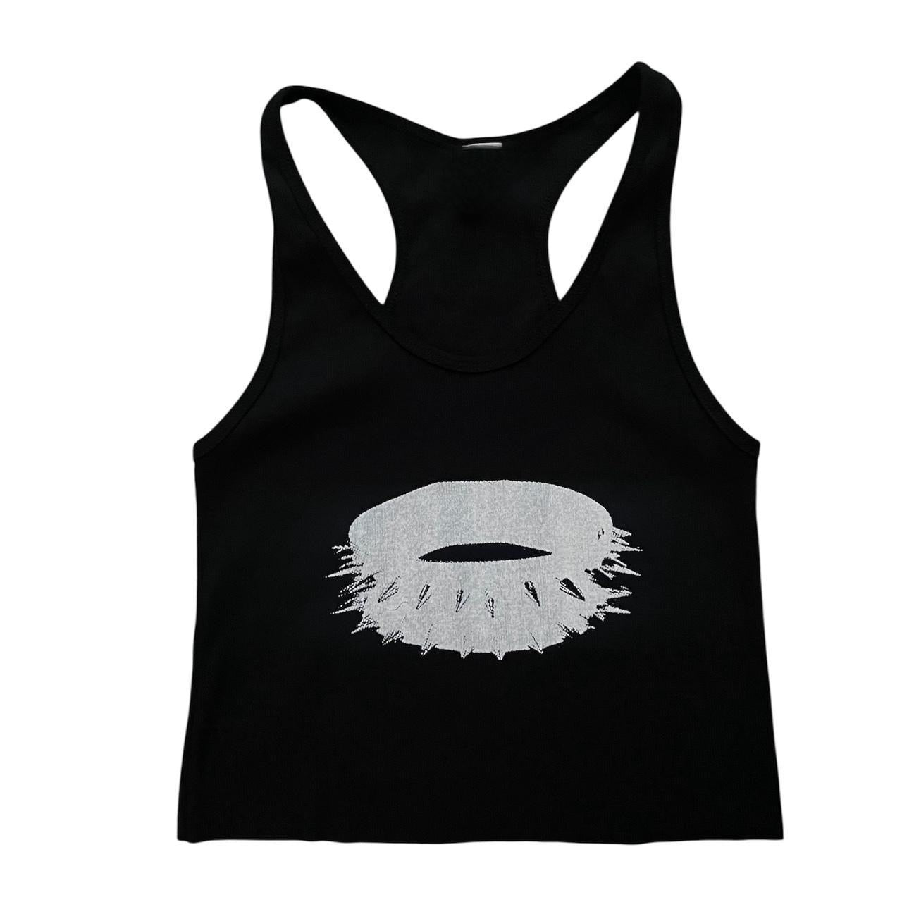 Spiked choker cropped tank top