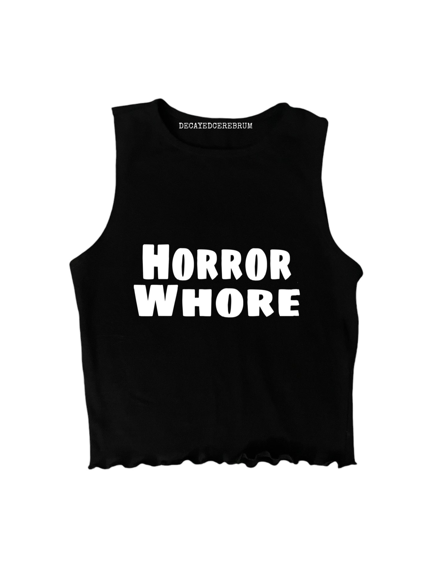 Horror whore lettuce trim cropped muscle tee