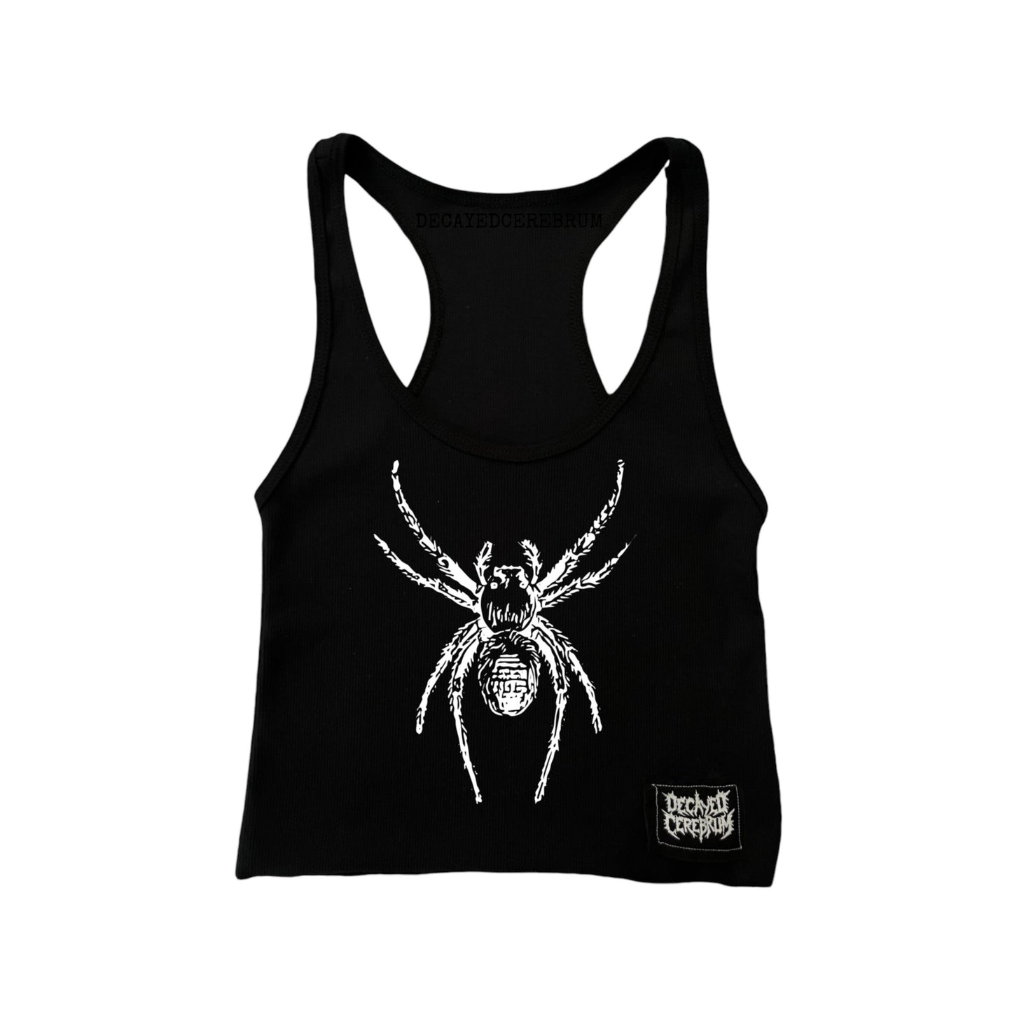 Spider cropped tank with mini patch