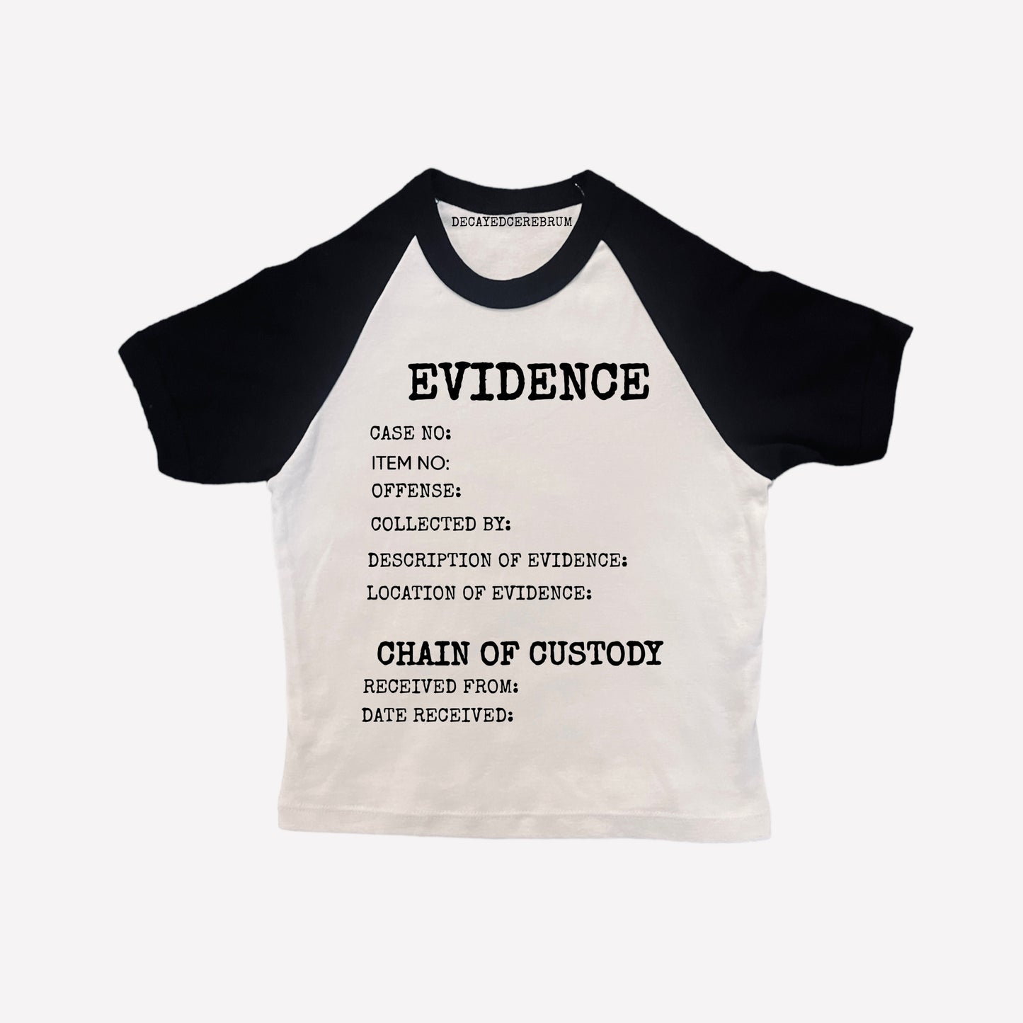 Evidence baseball tee