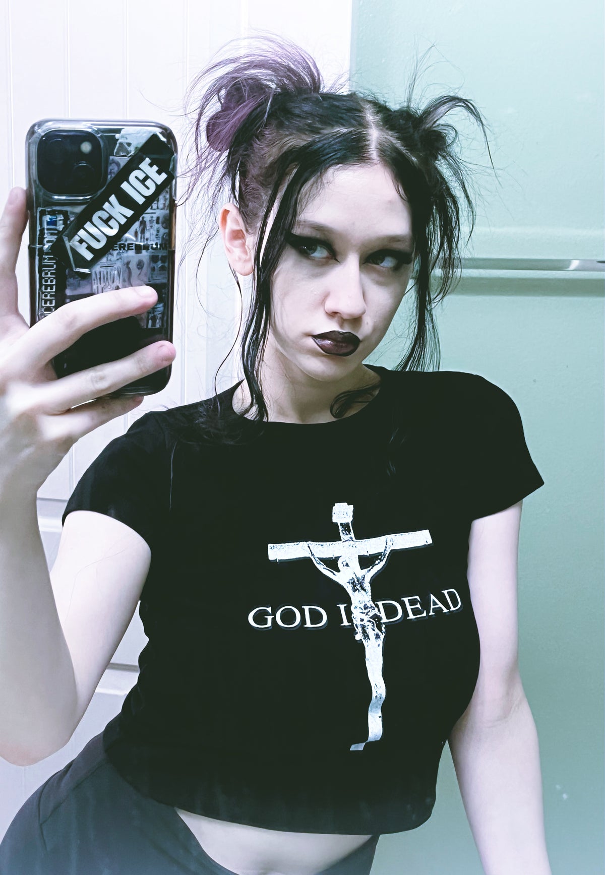 God is dead cropped baby tee