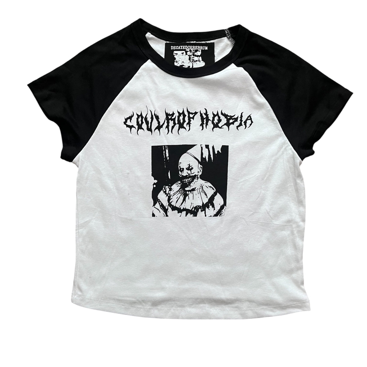 Coulrophobia cropped baseball tee reject