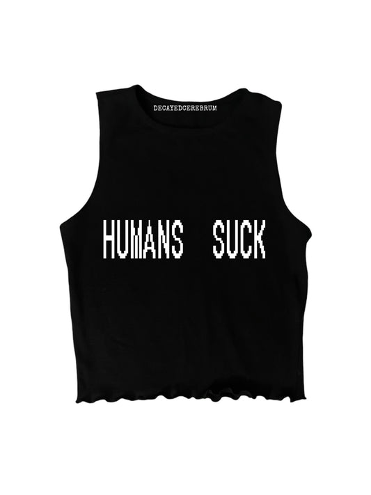 Humans suck lettuce trim cropped muscle tee