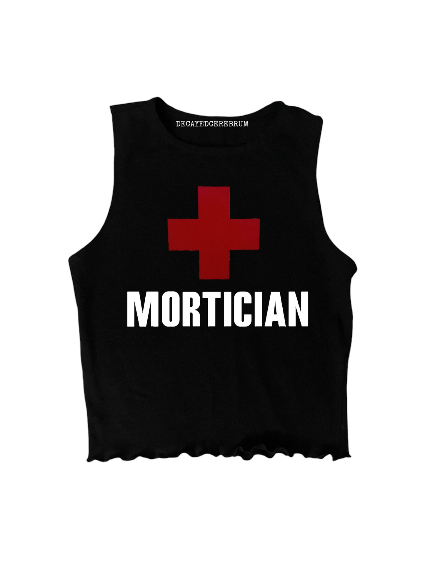 Mortican lettuce trim cropped muscle tee