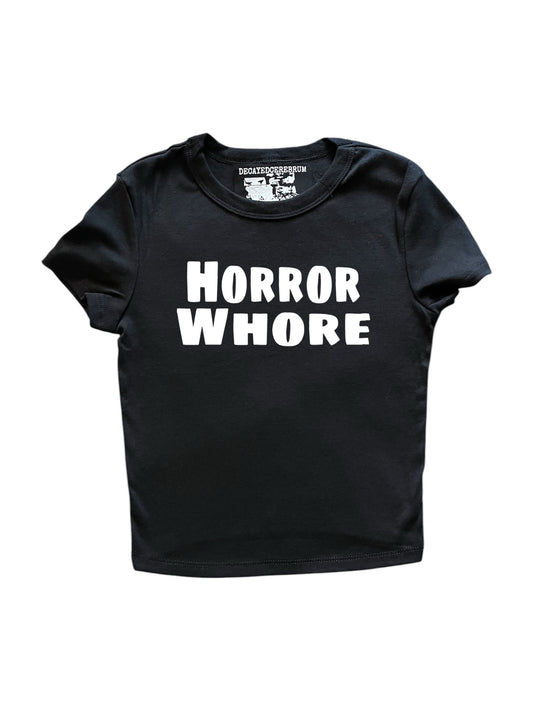Horror whore cropped baby tee