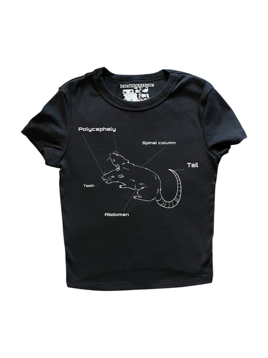 Double headed rat anatomy cropped baby tee