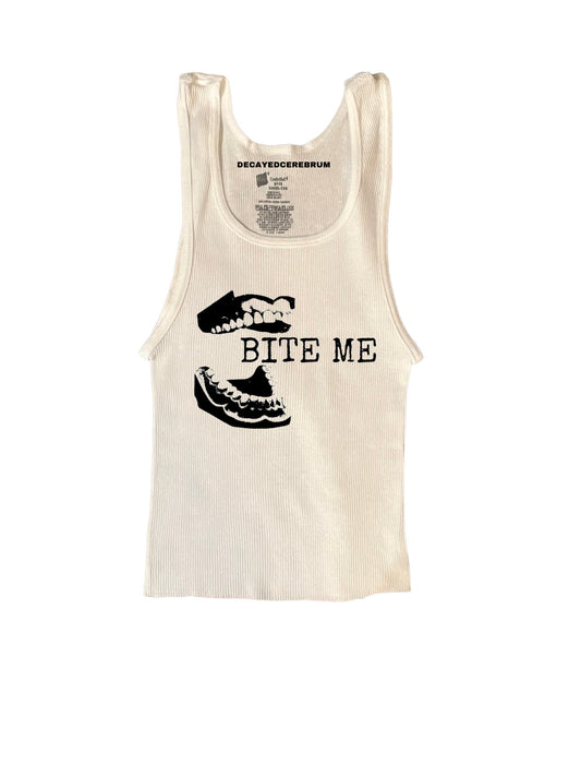 “Bite me” teeth cropped tank top
