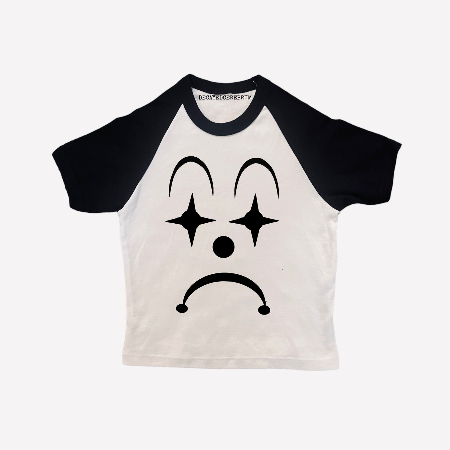 Sad clown baseball tee