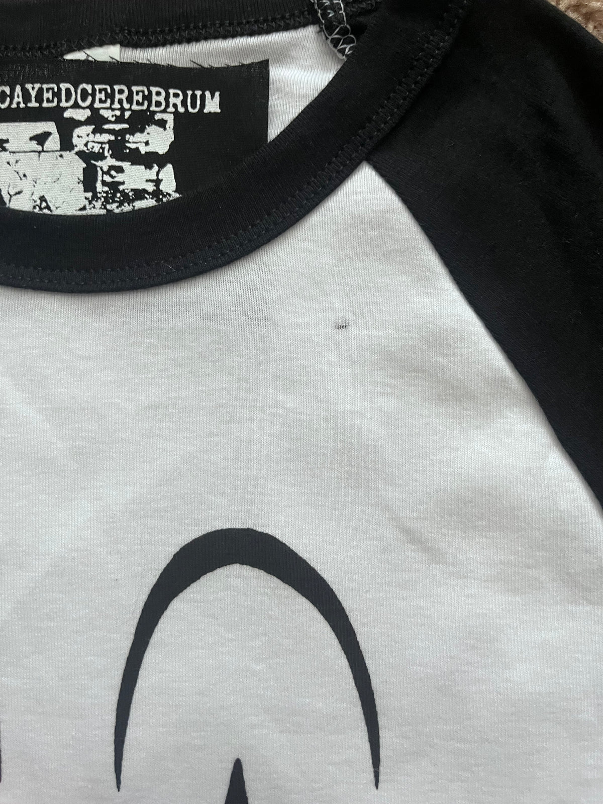 Sad clown cropped baseball tee reject