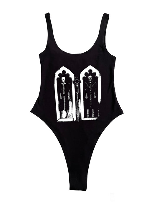 Skeleton coffin bodysuit