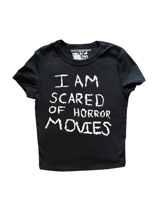 I’m scared of horror movies cropped baby tee