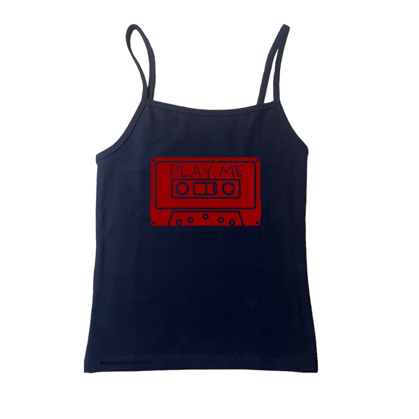 Play me red cassette tape cropped baby tee