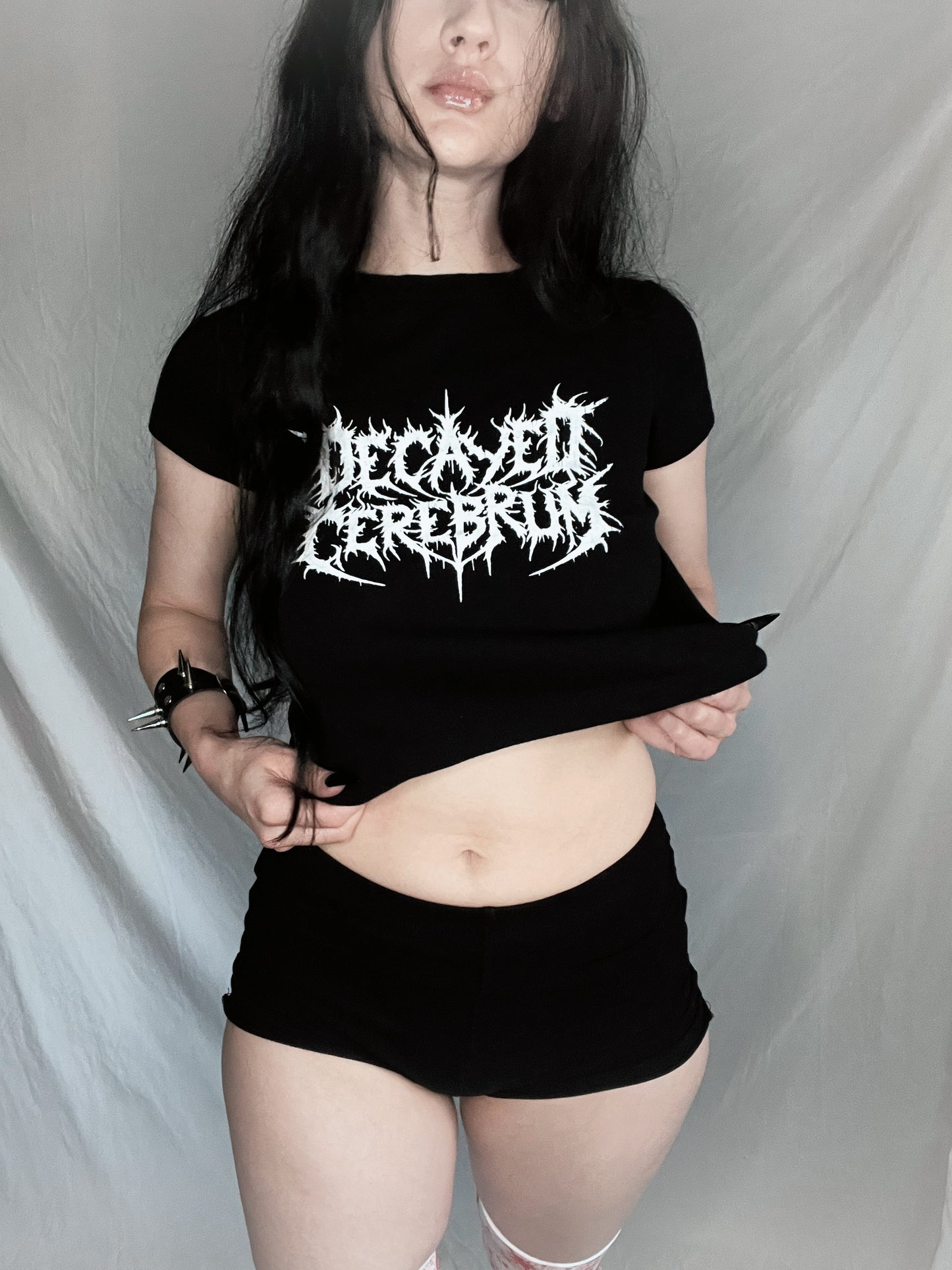 Decayedcerebrum logo cropped baby tee