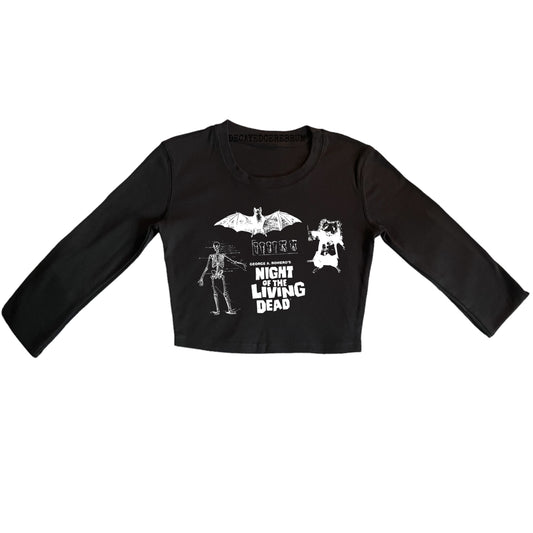 Night of the living dead horror cropped long sleeve