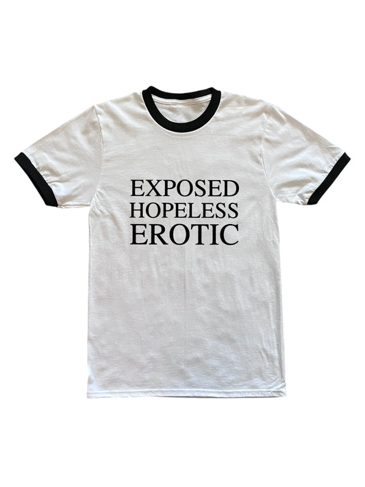 “Hopeless, exposed, erotic” ringer tee
