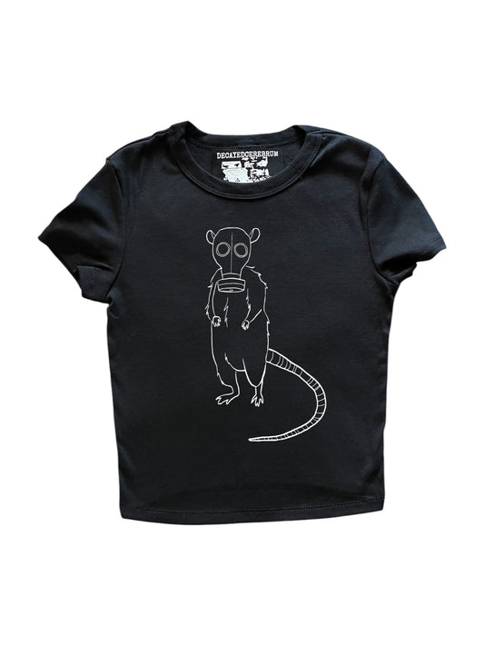 Gas mask rat cropped baby tee