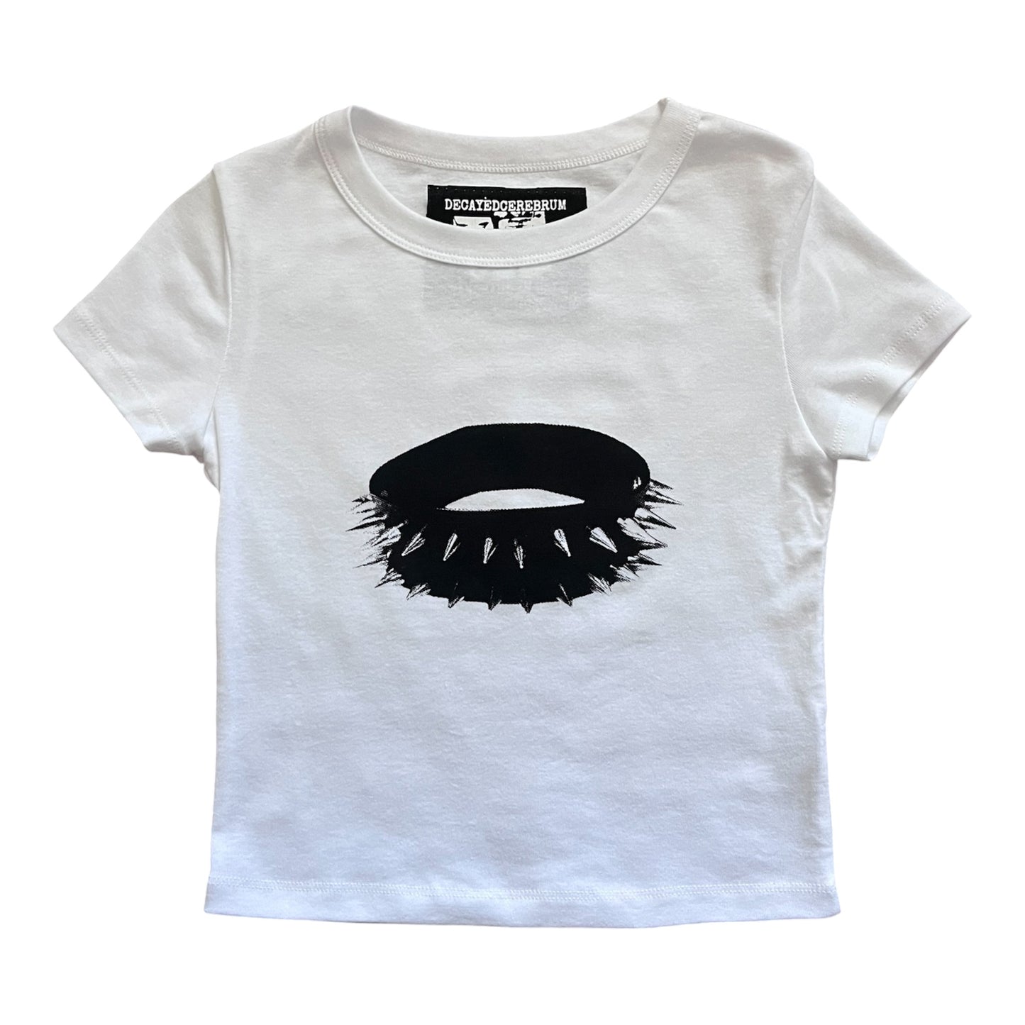 Spiked choker cropped baby tee