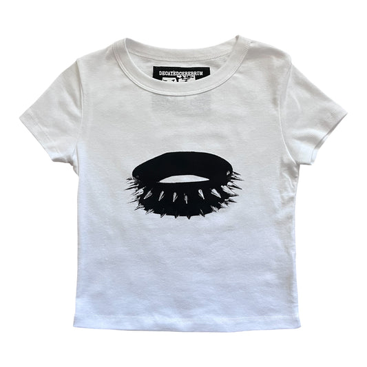 Spiked choker cropped baby tee