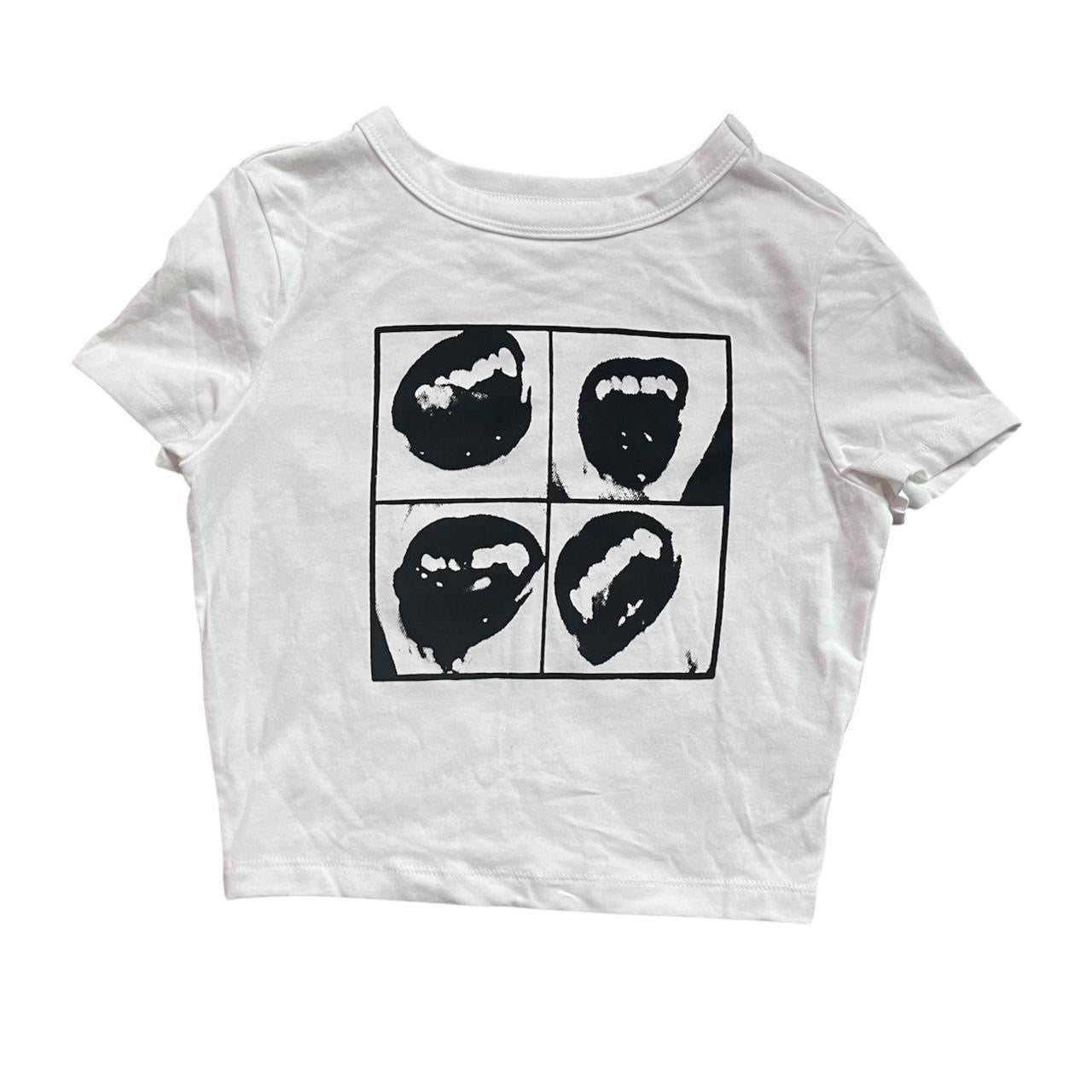 Vampire teeth 4x4 cropped baby tee 1/1