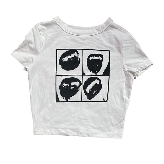 Vampire teeth 4x4 cropped baby tee 1/1