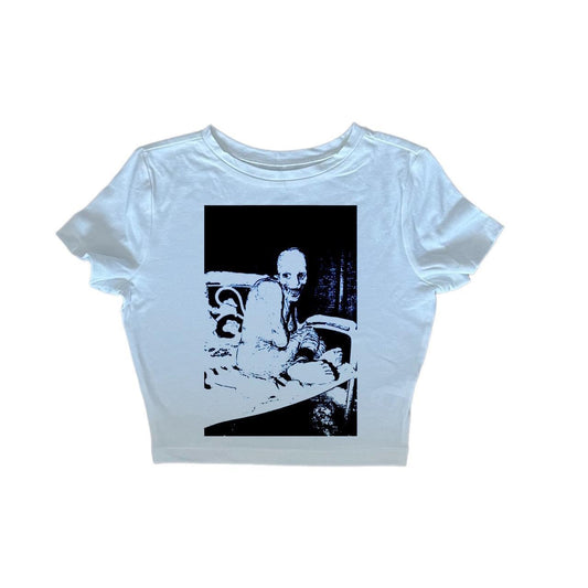 Russian sleep experiment cropped baby tee