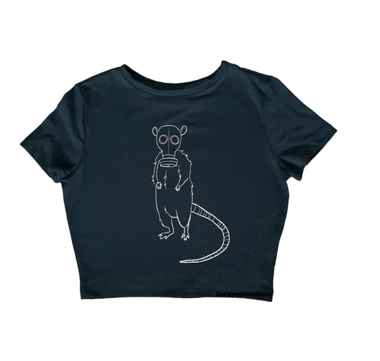 Gas mask rat cropped baby tee