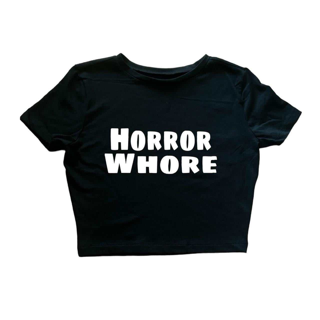 Horror whore cropped baby tee