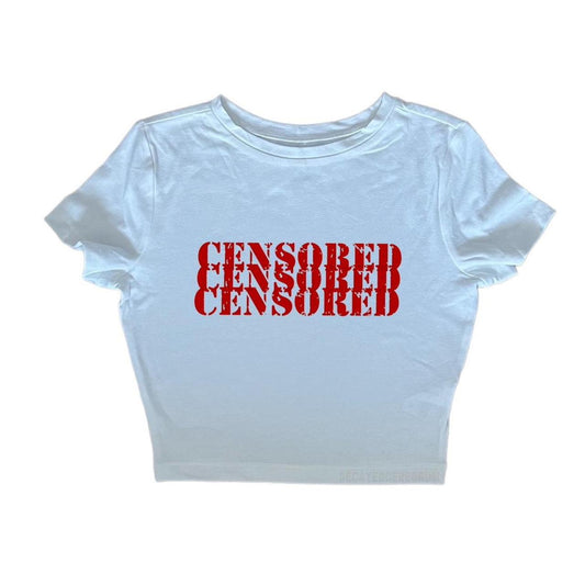 Censored cropped baby tee