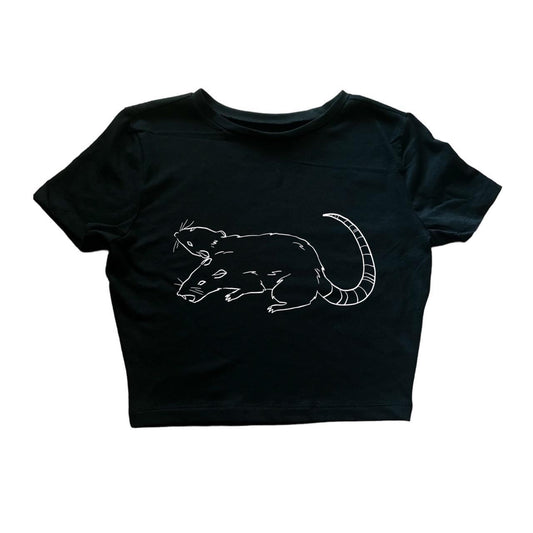 Double headed rat cropped baby tee