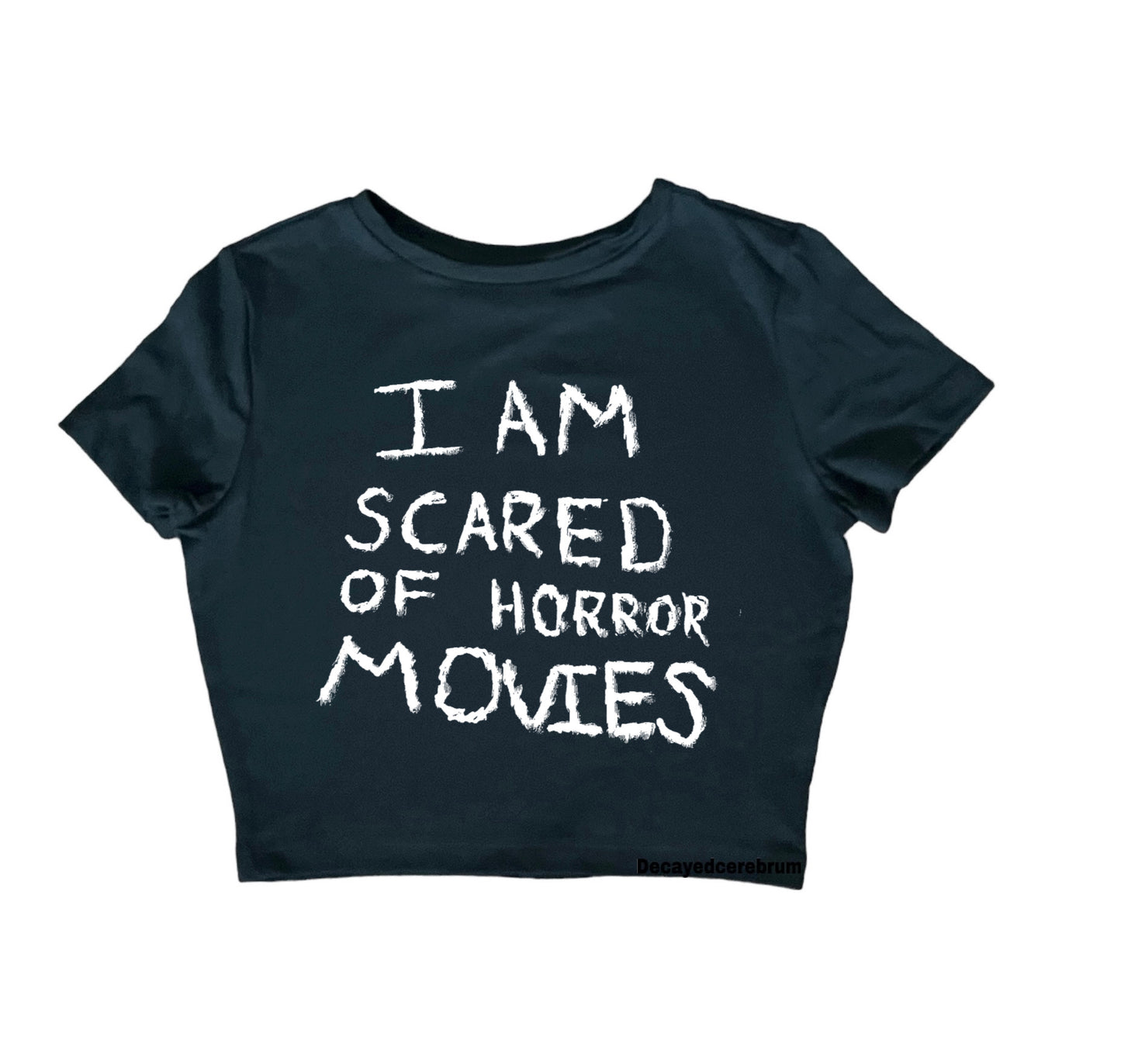 I’m scared of horror movies cropped baby tee